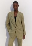 Linen-blend Blazer - Khaki Green