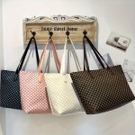 Girl's Casual Fashion Rhombus Print Clutch Bag With Double Handles And Large Capacity Simple Trendy Hand Bag For Travel And Dail