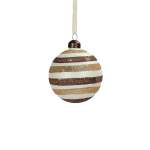 Bauble With Gold And Pearl With Horisontal Lines 8CM