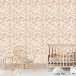 Butterscotch Tropical Toile Wallpaper - 1.2M Wide X 3M High Non-adhesive Requires Wallpaper Glue