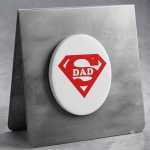 Super Dad Large Oval Magnet Red On White