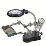 Helping Hands Soldering Station With Illuminated Magnifying Glass Battery Powered 36V Magnifier With Dual Adjustable Alligator Clips And LED Light For Circuit Board Repair