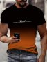 Men's Casual Short Sleeve T-Shirt With 3D Print Gradient Pattern Breathable Polyester Blend Round Neck Machine Washable Suitable For Spring Summer Autumn And Winter