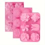 3 Pack Flower Shaped Silicone Cake Molds For Birthday Christmas Halloween Hanukkah - Oven-safe Rectangle Soap Molds For Handmade Cake Chocolate Desserts Biscuit Pudding Teacake Jelly