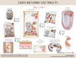 Cot Duvet Bedding Giraffe And Elephant Girly Jungle Set
