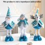 Charming Blue Christmas Stuffed Doll With Retractable Legs - Santa Snowman & Reindeer Holiday Decor For Home