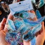 40PCS Decorative Stickers Glossy Blue Feather Sticker Pack Glitter Finish-perfect For Laptops Water Bottles & More