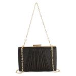 Black Vertical Pleated Clutch Bag