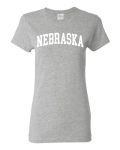 Wild Bobby State Of Nebraska College Style White Fashion Womens Graphic T-Shirt Heather Grey XL