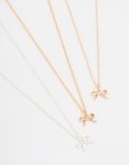 Mixed Metals Bow Necklaces 3-PACK