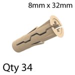 Uno Wood Plu 8X32MM X34 Per No Screws