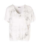 Silver Foil Print Knit Top - White L xl