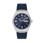 Premium Men's Round Quartz Watch With Navy Blue Dial