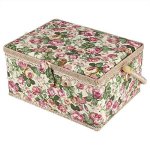 Sewing Kit Storage Box With Handle Floral Fabric Craft Basket For Portable Sewing Organizer Diy Projects Needles Thread Tools