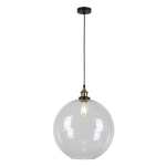 Antique Brass Glass Ball Pendant Light 3 Sizes - Large
