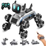Huijukeji Interactive Robot Dog Rc Stunt Car Gesture Sensing & 2.4GHZ Remote Control Cars Mecanum Wheels LED Eyes With Music Rec