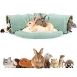 Bwogue Bunny Tunnel Bed 2-IN-1 Collapsible Tunnel Tubes Toys With Removable Mat Hideout For Cats Kittens Rabbits Guinea Pigs Kit