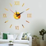 3D Diy Mirror Surface Wall Clock Roman Numeral