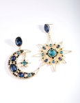 Goldair Gold Blue Statement Celestial Earrings
