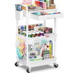Sunally 3 Tier Rolling Cart With Drawer Bathroom Storage Organizer With 2 Lockable Wheels Multifunctional Rolling Storage Cart F
