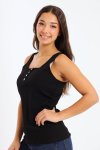 Ladies Branded Versatile Sleeveless Ribbed Button Tank Top Vest
