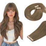 Doores Tape In Hair Extensions Light Ash Brown 12 Inch 80G 40PCS Hair Extensions Human Hair Tape In Straight Hair Remy Hair Seam