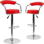 Smte Bar Stools With Arms And Chrome Base Set Of 2 Red With Keychain
