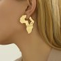 1pair Fashion And Retro Golden Continent Plate Earrings Combine Well With Any Outfit