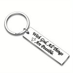 1 PC Stainless Steel Keychain For Friends Birthday Graduation "all Things Are Possible" Religious Accessory