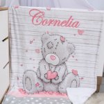 Personalised Fleece Blanket Sitting Tatty Teddy Light Pink