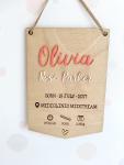 Wooden Birth Plaque With Acrylic Name - Afrikaans
