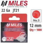 Miles Galv Staples 22G JT21 12MM X 1000PCS Miles NO3 MILSTAP3-12