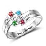 CRI102507 - 925 Sterling Silver Personalized Ring Names And Birthstones