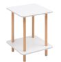 White 2-TIER Square Side Table With Solid Legs