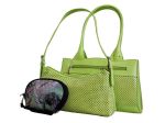 Fino 2 Piece Faux Leather Bags And Purse Pouch Set - Green