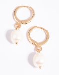 Goldair Gold Pearl Huggie Earrings