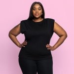 Plus Size Joy & Ash Shoulder Pad Tee - Black