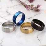 1PC 8MM/0.31IN Matt Stainless Steel Simple Design Plain Titanium Rings Golden Tone Silver Plated Black Blue Ring Men's Jewelry G