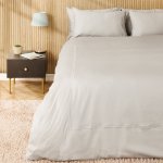 400 Thread Count 2 Line Satin Stitch Duvet Cover 6 Piece Set Silver - King XL 230X220CM Xlxd 182X202X35CM
