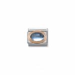 Rose Gold Enamel With Oval Natural Stones Blue Topaz Link