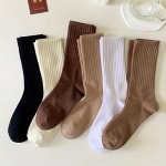 1 6 Pairs Unisex Casual Plain Color Socks Fashion Versatile Socks Breathable Comfy Crew Socks Casual Sports Socks For Men Women