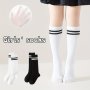 1/2 Pairs Girl's Over The Calf Stocking Stripes Pattern Crew Socks Breathable Comfy Casual Socks Fashion Socks