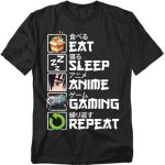 Popfunk Anime Gaming List T Shirt Funny Otaku Gamer Humor Tee For Men Or Women Unisex Adult Black Medium