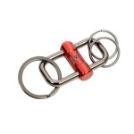 Keyring With Quick-release Slide Lock And 3 Rings - Red