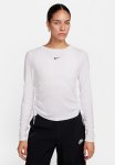Nike W Nsw Essential Rib Ls Md Crop Top - White & Black