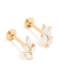 Goldair Gold Plated Surgical Steel Cubic Zirconia MINI Leaf Flat Back Earrings