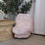Car Seat Cover Dusty Pink Daisy With Leaves Minimalistic Set