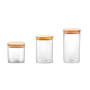 O'lala Borosilicate Glass Kitchen Storage Jar With Bamboo Lid - 3 Pcs Set