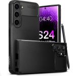 Samsung S24 + ULTRA Series Case Slim Black Carbon Fibre Back Texture