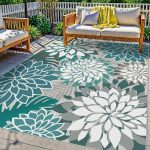 Colorful 5X8 Outdoor Area Rug Washable Multicolored Patio Rug Tropical Botanical Floral Chenille Waterproof Outdoor Carpet For L